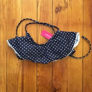 Black and white polka dot swim top